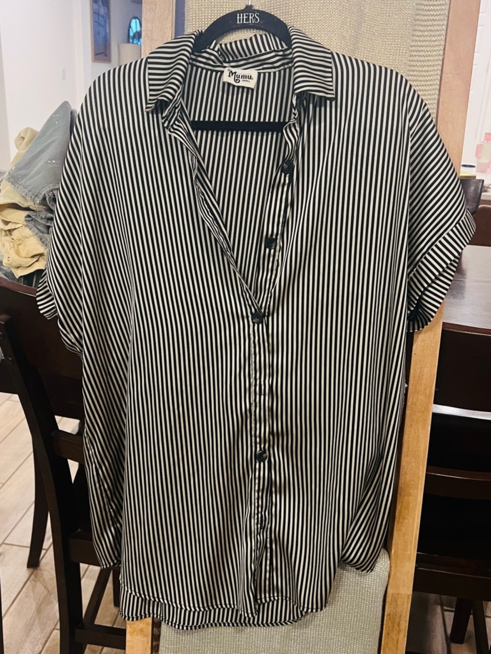 Show Me Your MuMu Black and tan Vertical Stripe Button-Down